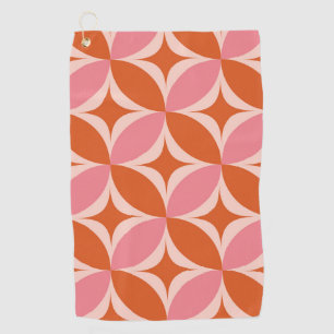 Serviette De Golf Mid Century Circle Starburts rose et orange