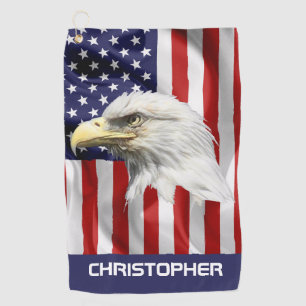 Serviette De Golf Mignon Aigle, Drapeau Américain, Patriotique