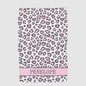 Serviette De Golf Mignon Imprimé Léopard Rose Gris (Devant)