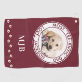 Serviette De Golf Mignonne CHIEN DAD Photo Personnalisée Golfer Roug (Horizontal)