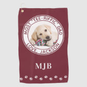 Serviette De Golf Mignonne CHIEN DAD Photo Personnalisée Golfer Roug (Devant)
