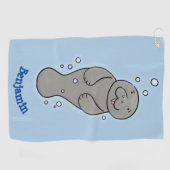 Serviette De Golf Mignonne manatée bébé avec bulles illustration (Horizontal)