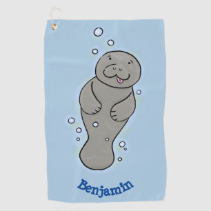 Serviette De Golf Mignonne manatée bébé avec bulles illustration