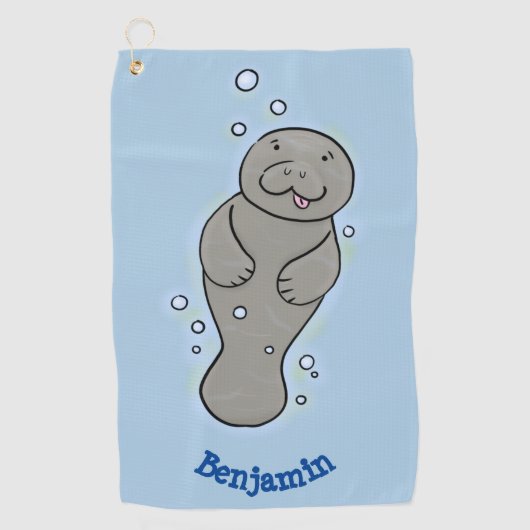 Serviette De Golf Mignonne manatée bébé avec bulles illustration (Devant)