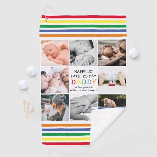 Serviette De Golf Mignonne papa de première Fête des pères | Collage (En situation)