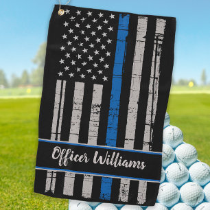 Serviette De Golf Mince Blue Line Golf - Police Officer USA American