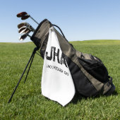 SERVIETTE DE GOLF MINIMALIST BLACK THREE LETTER MONOGRAM NAME WHITE (Vert)