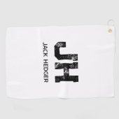 SERVIETTE DE GOLF MINIMALIST BLACK TWO LETTER MONOGRAM NAME WHITE (Horizontal)