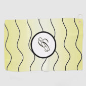 Serviette De Golf Minimalist Calligraphy Initial Subdued Yellow (Horizontal)