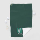Serviette De Golf Minimalist Emerald Green Personalized Monogram  (En situation)