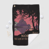 Serviette De Golf Minimalist Norway Sunset Poster - Mountain Fjord (En situation)