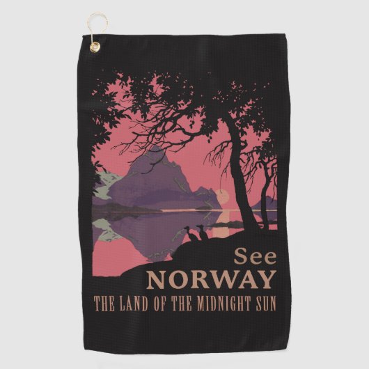 Serviette De Golf Minimalist Norway Sunset Poster - Mountain Fjord (Devant)
