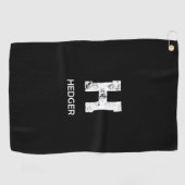 SERVIETTE DE GOLF MINIMALISTE BLANC UNE LETTRE MONOGRAMME NOM NOIR (Horizontal)