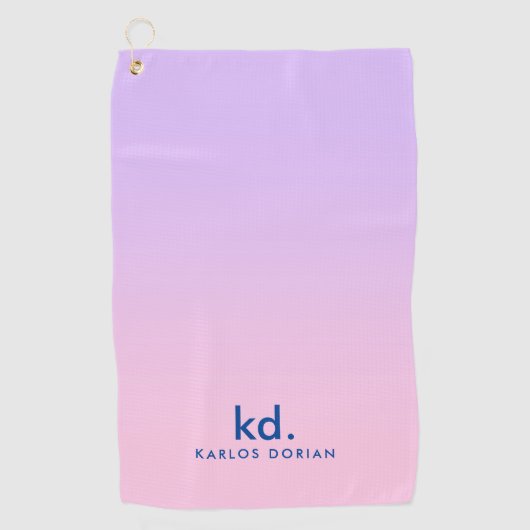 Serviette De Golf Minimalistic Purple &  Pink Gradient Monogram (Devant)