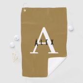 Serviette De Golf Minuscule Tan Brown Nom du monogramme + initial (En situation)