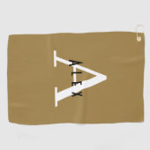 Serviette De Golf Minuscule Tan Brown Nom du monogramme + initial (Horizontal)