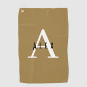 Serviette De Golf Minuscule Tan Brown Nom du monogramme + initial (Devant)