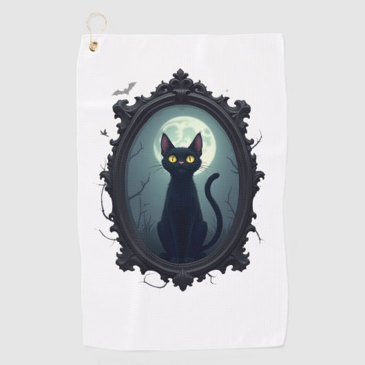 Serviette De Golf Miroir de chat hanté (Devant)