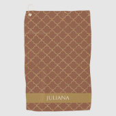Serviette De Golf Mocha Gold Quatrefoil Personnalisé (Devant)
