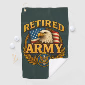 Serviette De Golf Modèle ARMY retraité avec drapeau et aigle (En situation)