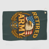 Serviette De Golf Modèle ARMY retraité avec drapeau et aigle (Horizontal)