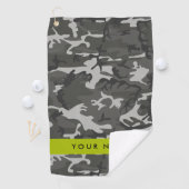 Serviette De Golf Modèle de camouflage gris, Votre nom, Personnalise (En situation)