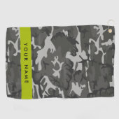 Serviette De Golf Modèle de camouflage gris, Votre nom, Personnalise (Horizontal)