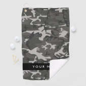 Serviette De Golf Modèle de camouflage gris, Votre nom, Personnalise (En situation)