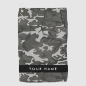 Serviette De Golf Modèle de camouflage gris, Votre nom, Personnalise (Devant)