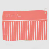 Serviette De Golf Modèle de golfeur moderne Monogramme Sports Corail (Horizontal)