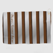 Serviette De Golf modèle de nom à rayures brun argenté (Horizontal)
