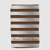 Serviette De Golf modèle de nom à rayures brun argenté (Devant)