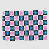 Serviette De Golf Modèle floral bleu rose géométrique (Horizontal)