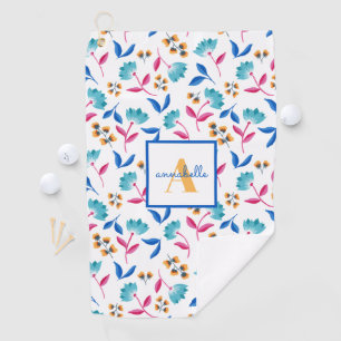 Serviette De Golf Modèle floral d'art folklorique monogramme
