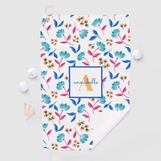 Serviette De Golf Modèle floral d'art folklorique monogramme (En situation)