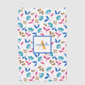 Serviette De Golf Modèle floral d'art folklorique monogramme (Devant)