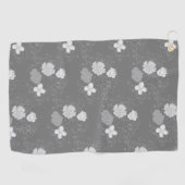 Serviette De Golf Modèle floral gris et blanc moderne (Horizontal)