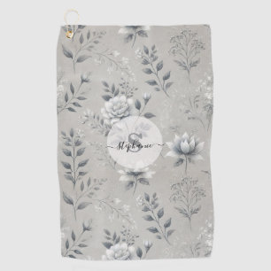 Serviette De Golf Modèle floral vintage sur Arrière - plan gris rust
