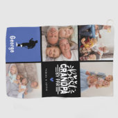 Serviette De Golf Modern Best Grandpa par Par Photo Collage Cadeau (Horizontal)