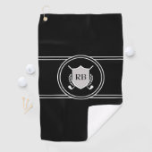 Serviette De Golf Modern Elegant Black Custom Monogram (En situation)