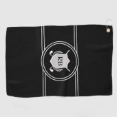 Serviette De Golf Modern Elegant Black Custom Monogram (Horizontal)