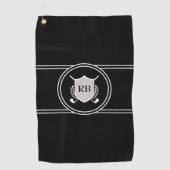 Serviette De Golf Modern Elegant Black Custom Monogram (Devant)