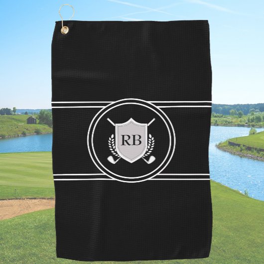 Serviette De Golf Modern Elegant Black Custom Monogram