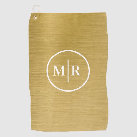 Serviette De Golf Modern Gold Metallic Monogram Golf (Devant)