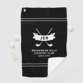 Serviette De Golf Modern Golfer Custom Monogrammed Golf Clubs Black (En situation)