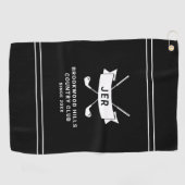 Serviette De Golf Modern Golfer Custom Monogrammed Golf Clubs Black (Horizontal)