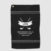 Serviette De Golf Modern Golfer Custom Monogrammed Golf Clubs Black (Devant)