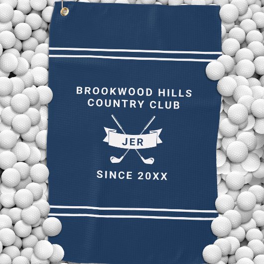Serviette De Golf Modern Golfer Monogram Initials Golf Clubs Blue