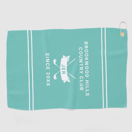 Serviette De Golf Modern Golfer Monogram Initials Golf Clubs Teal (Horizontal)
