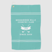 Serviette De Golf Modern Golfer Monogram Initials Golf Clubs Teal (Devant)